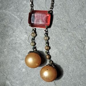 Antique Italian Pink Glass Necklace